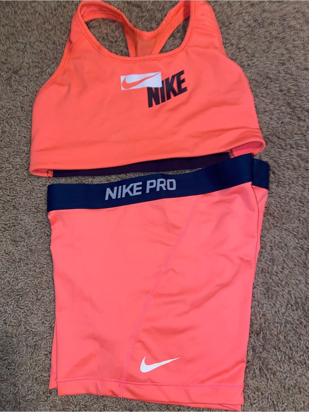 Nike Coral Pink Sports Bra & Shorts Set